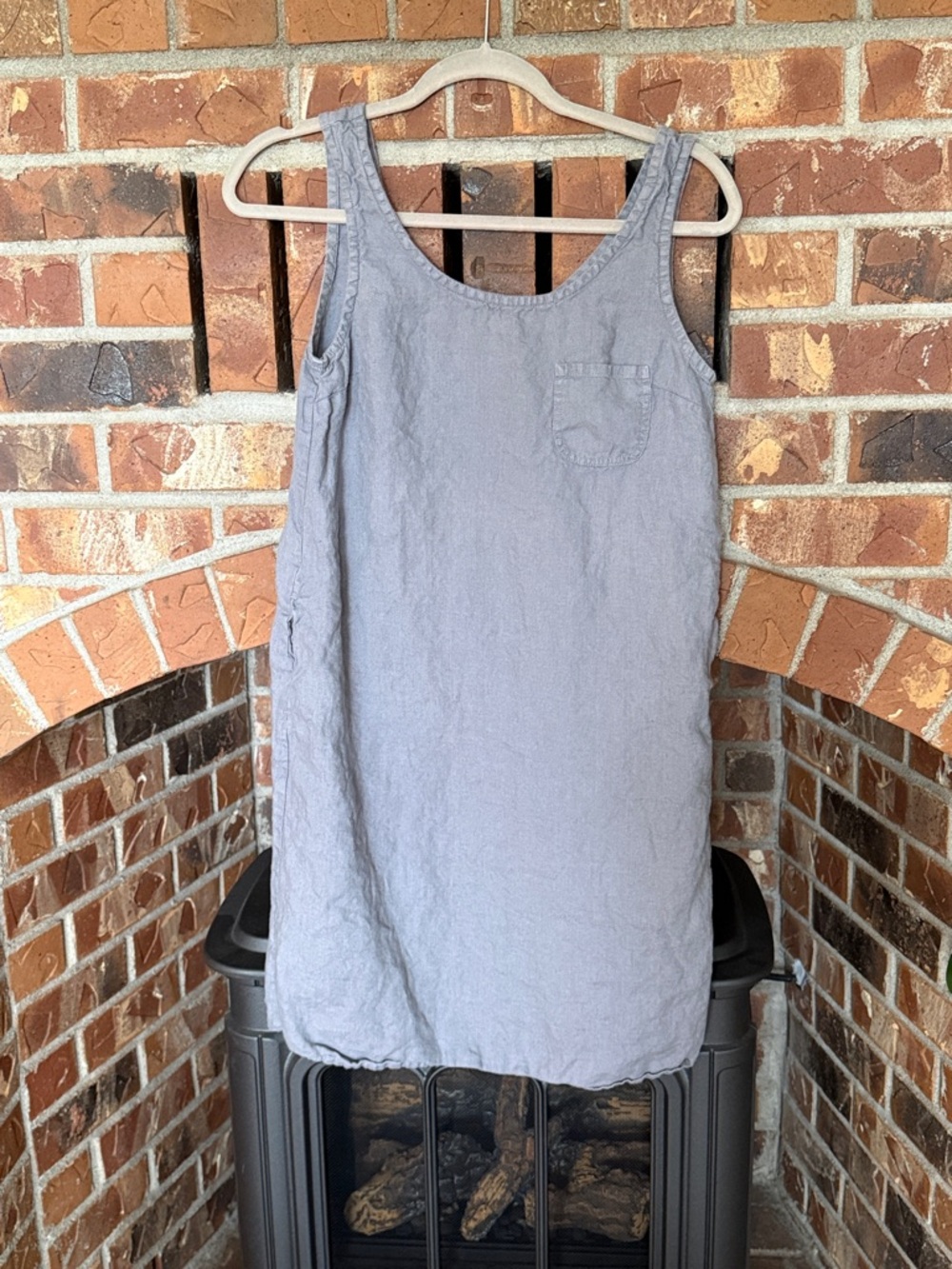 NotPerfectlinen Sleeveless Shift Dress in Light Dusty Gray size S